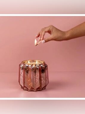 Sweet Grace 3-Wick Candle – Pink Chevron Glass Jar | 23.3 oz